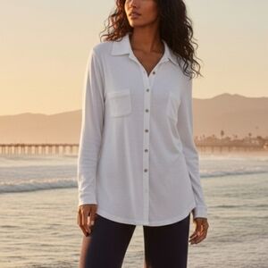 Bleusalt Boyfriend Tunic Shirt Women's Size 4 XL White Oversized